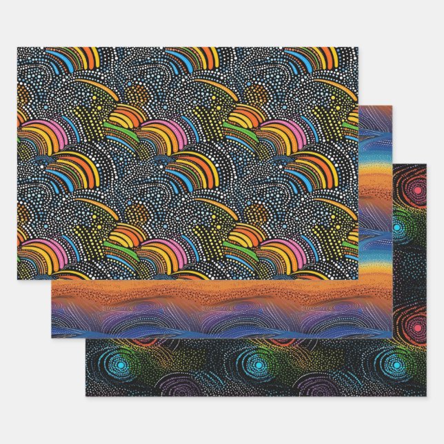 Rainbow dot art wrapper geschenkpapier set (Set)