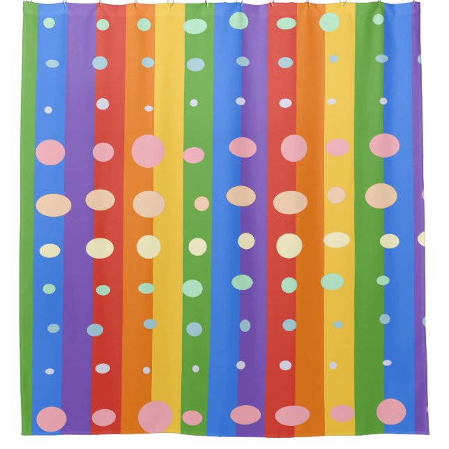 RAINBOW DOT STRIPES DUSCHVORHANG (Vorderseite)
