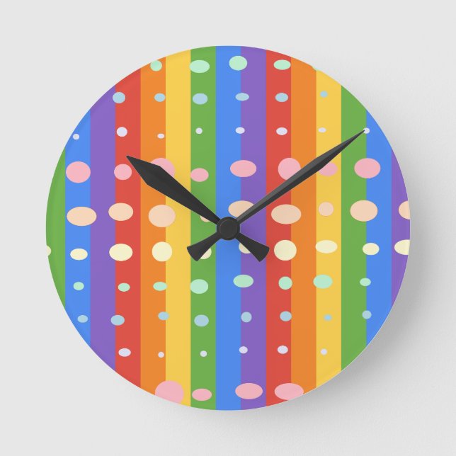 RAINBOW DOT STRIPES RUNDE WANDUHR (Vorderseite)
