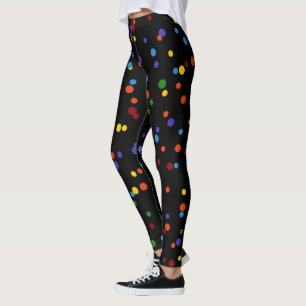 Rainbow Dots Multi-Color Polka Dot Yellow Confetti Leggings