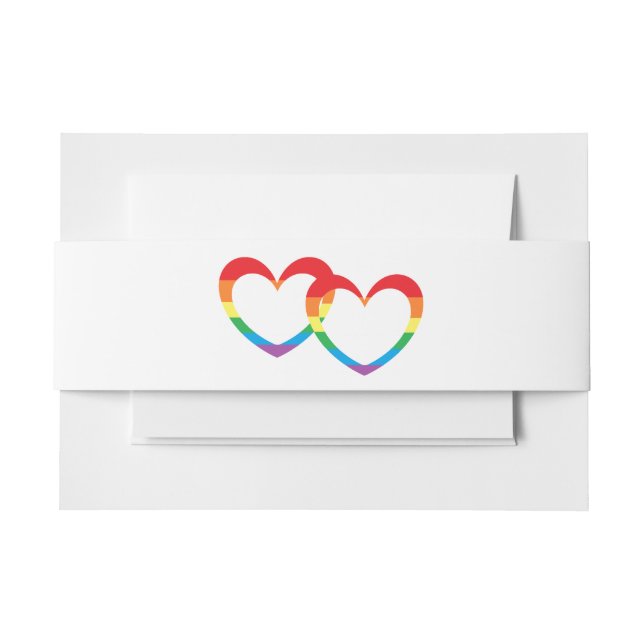 "Rainbow Double Hearts" Bly Bands Einladung Bel Einladungsbanderole (Vorderseite Beispiel)