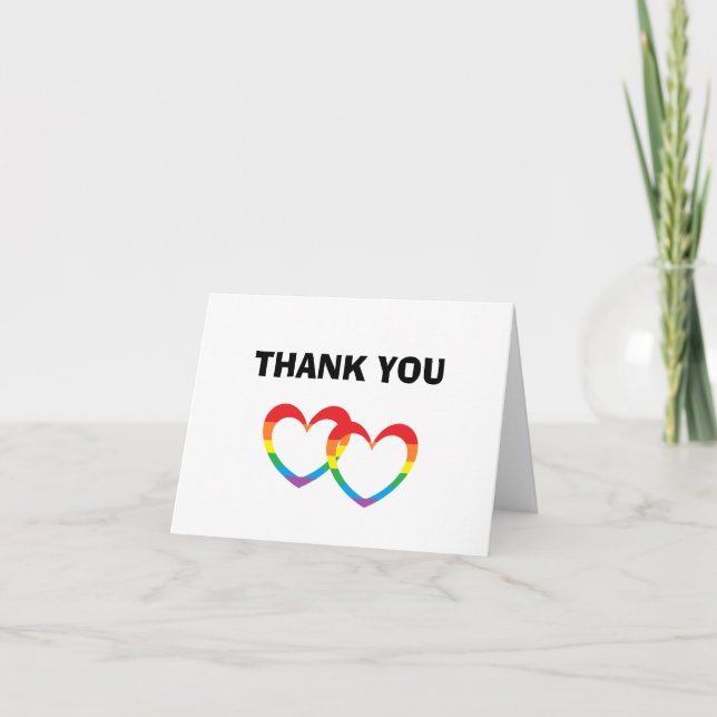 "Rainbow Double Hearts" Dankeskarte (Vorderseite)