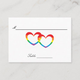 "Rainbow Double Hearts" Gästetischkarten Platzkarte