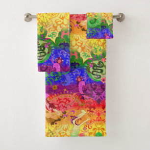 Rainbow Dragon Damask - Gay Pride Flag Colors Badhandtuch Set