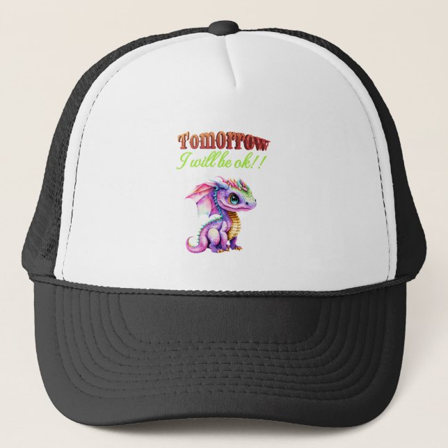 Rainbow Dragon Design - 'Morgen werde ich wieder g Truckerkappe (Vorderseite)