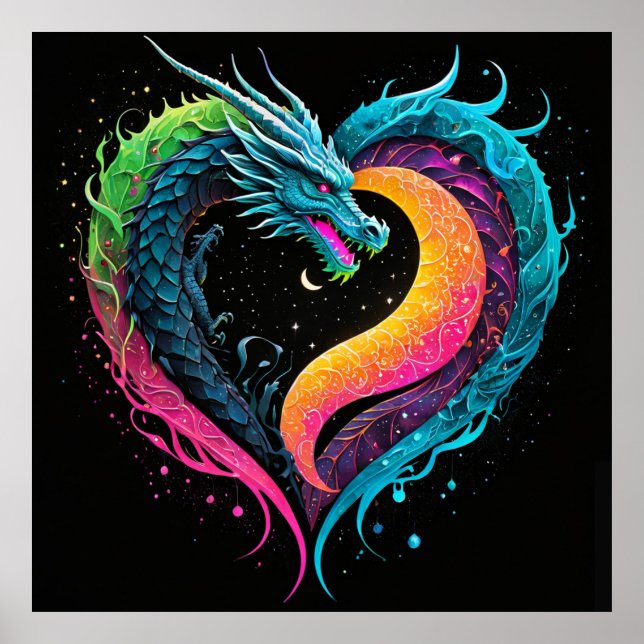 Rainbow Dragon Heart Poster (Vorne)