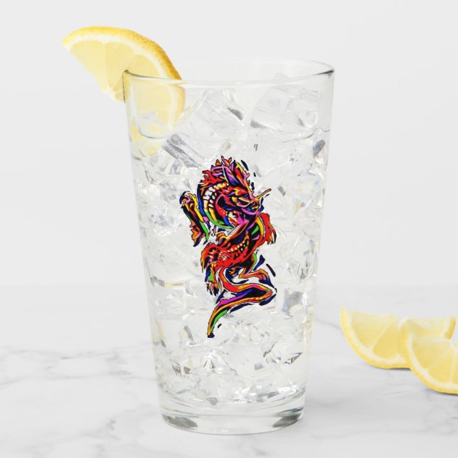 Rainbow Dragon multicolor chinesische Kunst anpass Glas (Vorderseite Ice)