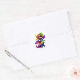 Rainbow Dragon Runder Aufkleber