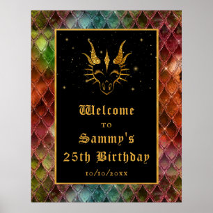 Rainbow Dragon Scales Gold Geburtstagsparty Willko Poster