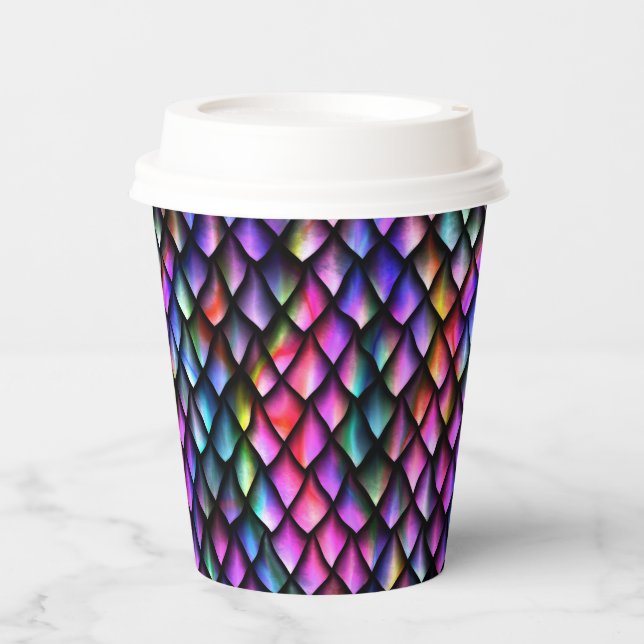 Rainbow Dragon Scales Paper Cups Pappbecher (Vorderseite)