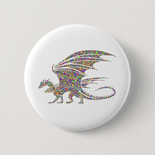 Rainbow Dragon Tribal Tattoo Idee Button (Vorderseite)