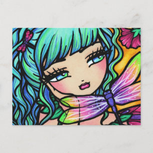 Rainbow Draquelly Flower Fairy Fantasy Postcard Postkarte