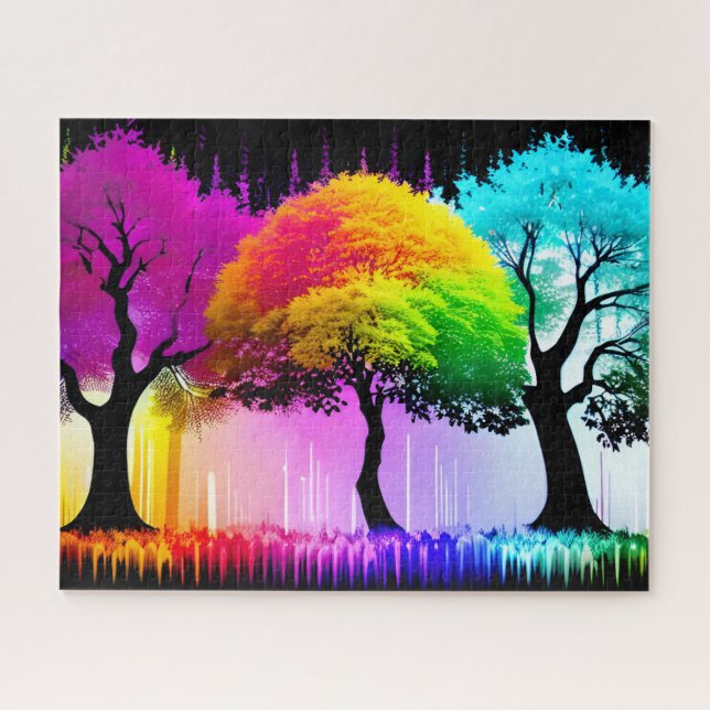 Rainbow Dreamlike Colorful Forest Puzzle (Horizontal)