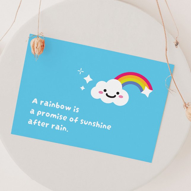 Rainbow Dreams in the Cloudy Sky Postcard Postkarte (A rainbow is a promise of sunshine after rain)
