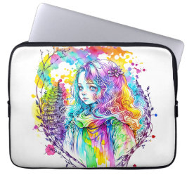 "Rainbow Dreams: The Watercolor Muse" Laptopschutzhülle