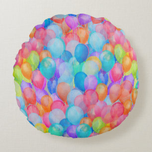 Rainbow Dreams: Watercolor Ballon Art Rundes Kissen
