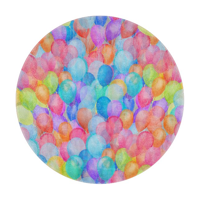 Rainbow Dreams: Watercolor Ballon Art Schneidebrett (Vorderseite)