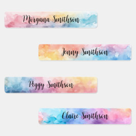 Rainbow Dreamy Abstrakte Pastelle Name Kalligrafie Etiketten