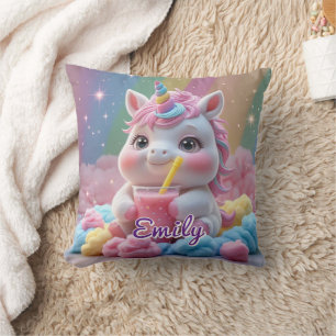 Rainbow Drink Unicorn Kissen - bearbeitbarer Name