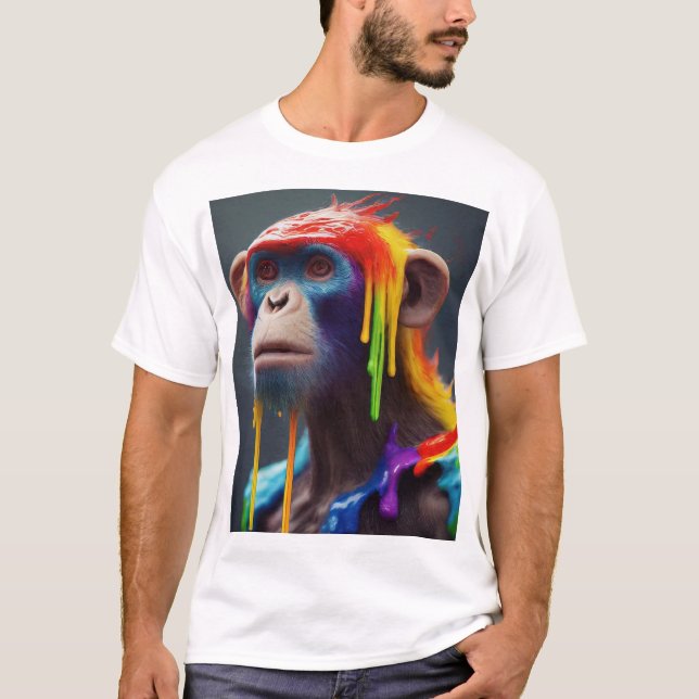 "Rainbow Dripping Monkey: Bold and Playful Design" T-Shirt (Vorderseite)