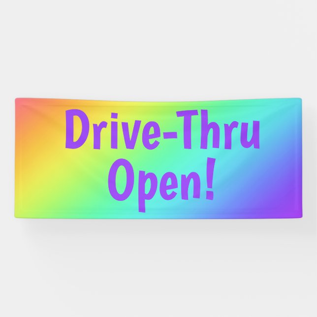 Rainbow Drive-Thru Open! Banner (Horizontal)