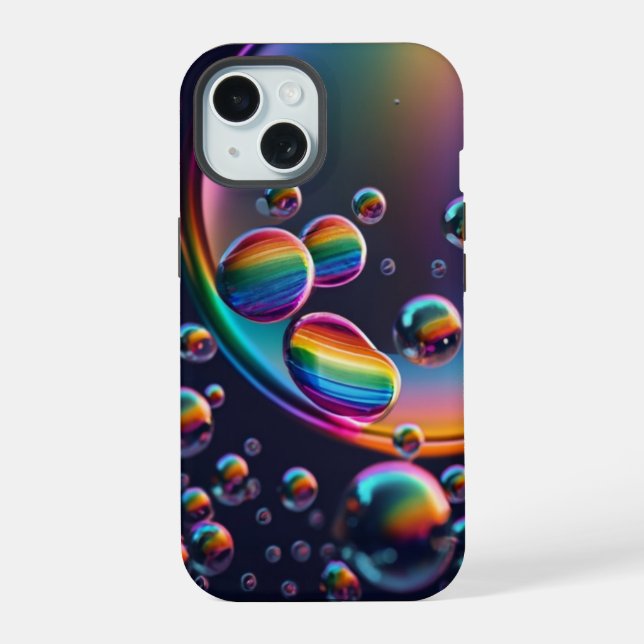 Rainbow Droplet iPhone Case 15 Hülle (Rückseite)