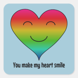 Rainbow, du bringst mein Herz zum Lächeln Quadratischer Aufkleber