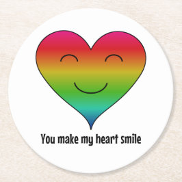 Rainbow, du bringst mein Herz zum Lächeln Runder Pappuntersetzer