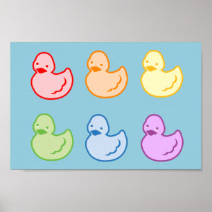 Rainbow Duckies Poster