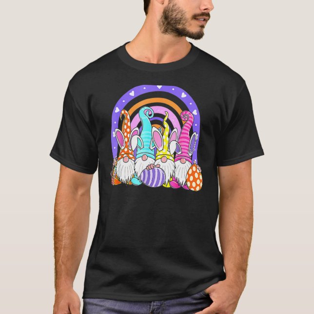 Rainbow Easter Bunny Spring Gnome Ostereier Hunt T-Shirt (Vorderseite)
