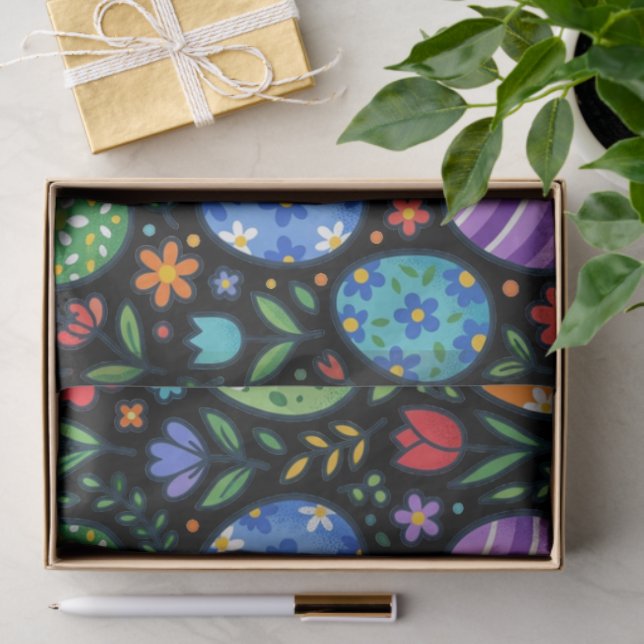 Rainbow Easter Eggs and Flowers Seidenpapier (Geschenk)