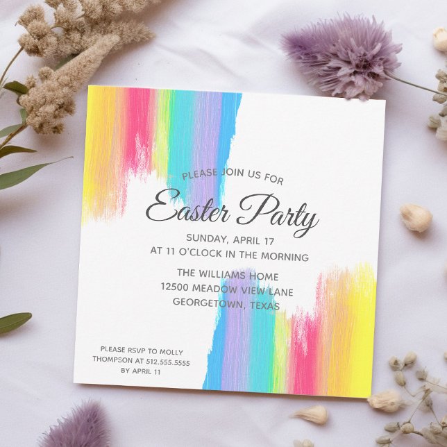Rainbow Easter Party Elegante Watercolor Lila Einladung (Von Creator hochgeladen)