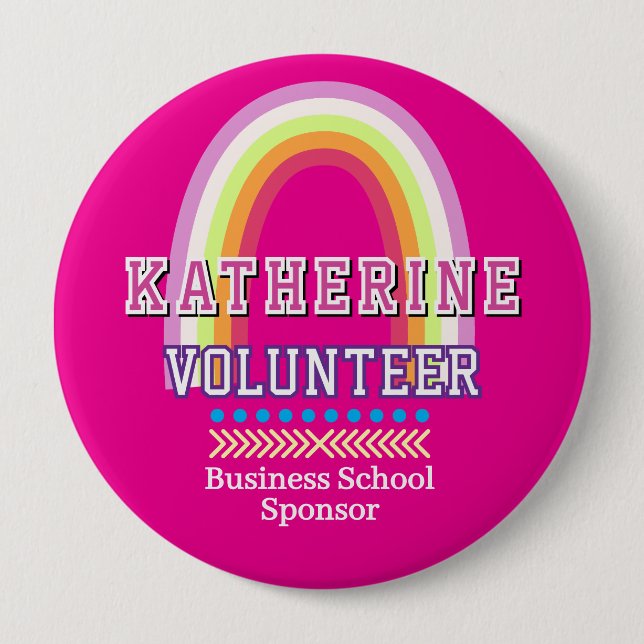 Rainbow-Ehrenamtlicher Hellrosa Button (Vorderseite)