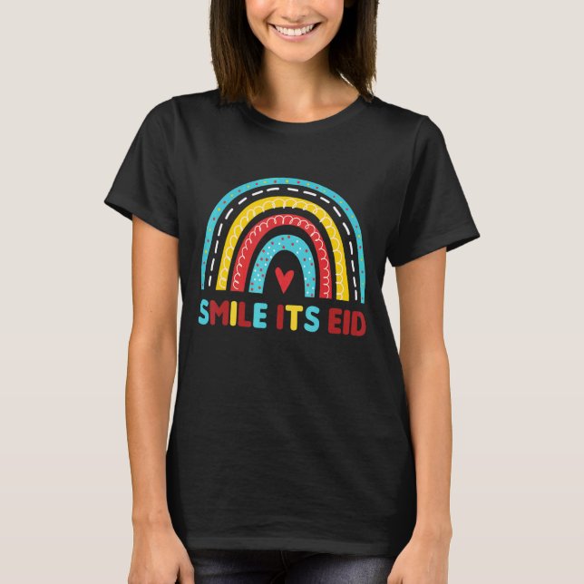 Rainbow Eid Alfitr Mubarak Happy Muslim Eid Mubara T-Shirt (Vorderseite)