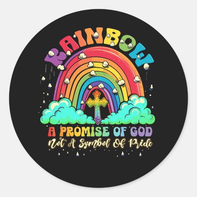 Rainbow ein Versprechen Gottes nicht ein Symbol de Runder Aufkleber (Vorderseite)
