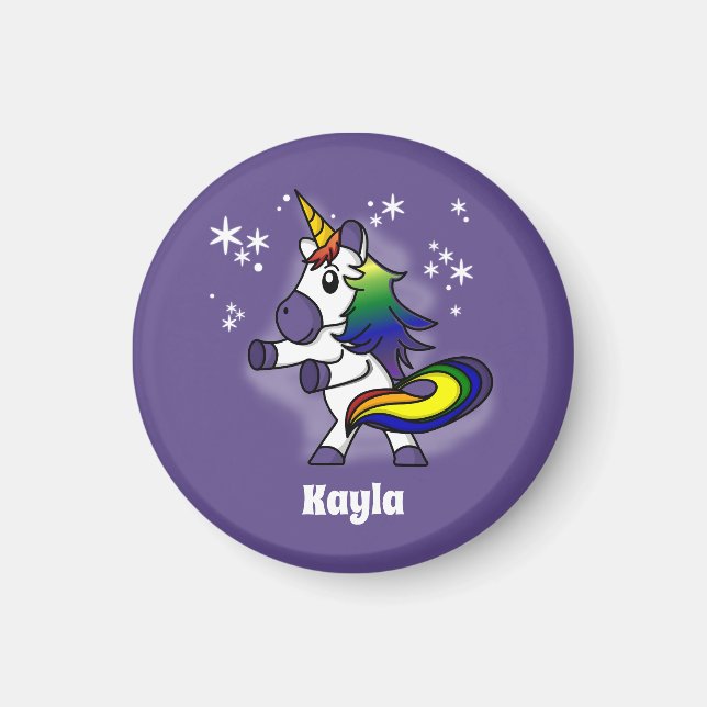 Rainbow Einhorn Flossen mit Sternenhintergrund Magnet (Vorne)