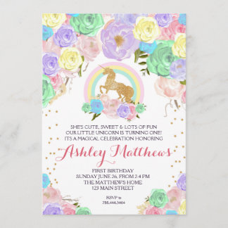 Rainbow Einhorn Geburtstag ERSTE Einladung