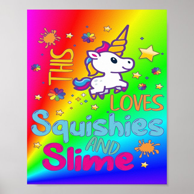 Rainbow Einhorn Lieben Squishies und Slime Poster (Vorne)