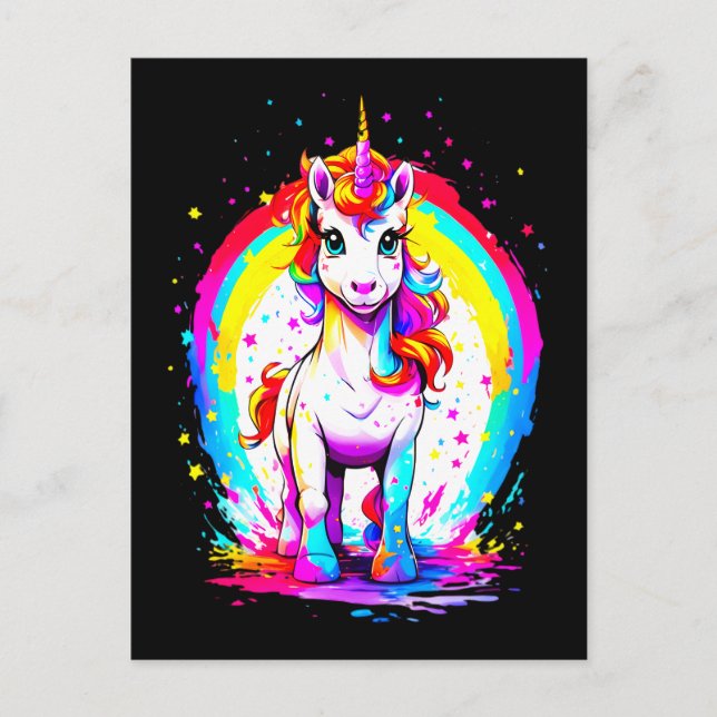 Rainbow-Einhorn Postkarte (Vorderseite)