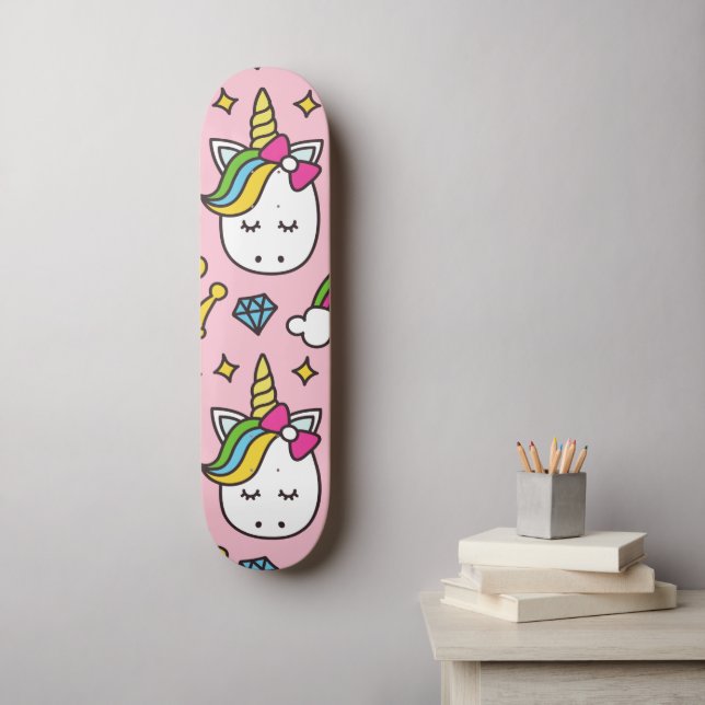Rainbow-Einhorn Skateboard (Wandkunst)