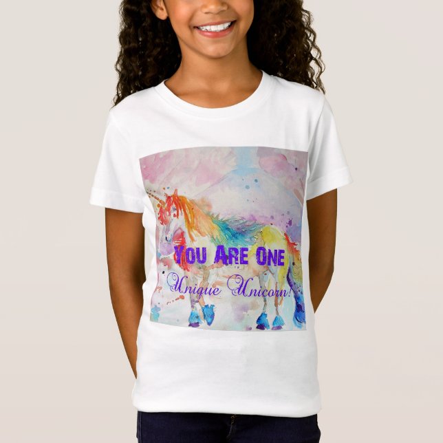 Rainbow Einzigartige Wasserfarben Girls T Shirt (Vorderseite)