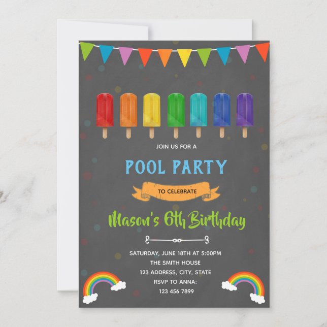 Rainbow-Eis-Party Einladung (Vorderseite)
