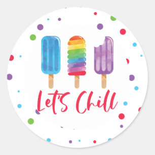 Rainbow Eis Pop Let's Chill Summer Birthday Runder Aufkleber