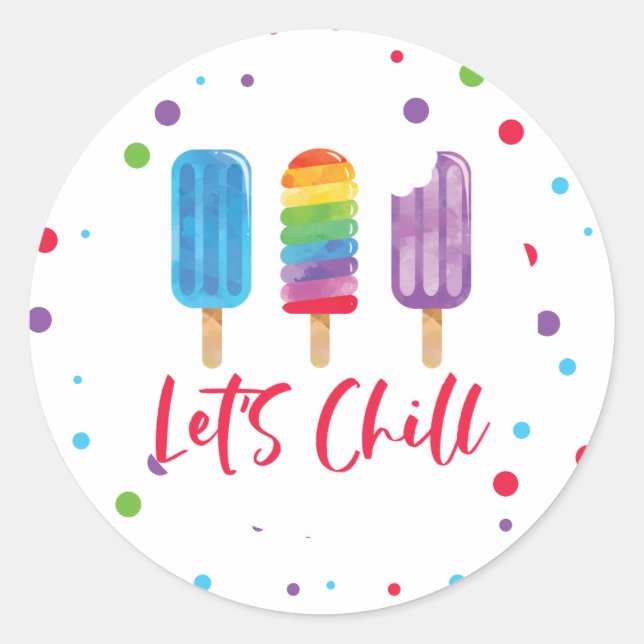 Rainbow Eis Pop Let's Chill Summer Birthday Runder Aufkleber (Vorderseite)