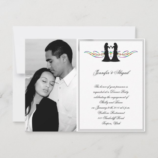 Rainbow Elegance Brides Wedding Verlobung Einladung (Vorderseite)