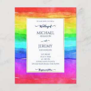 Rainbow elegante qr Code Budget Hochzeitseinladung