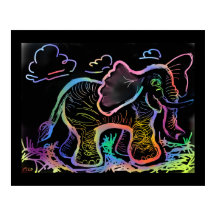 Rainbow Elephant Sketch Art Print