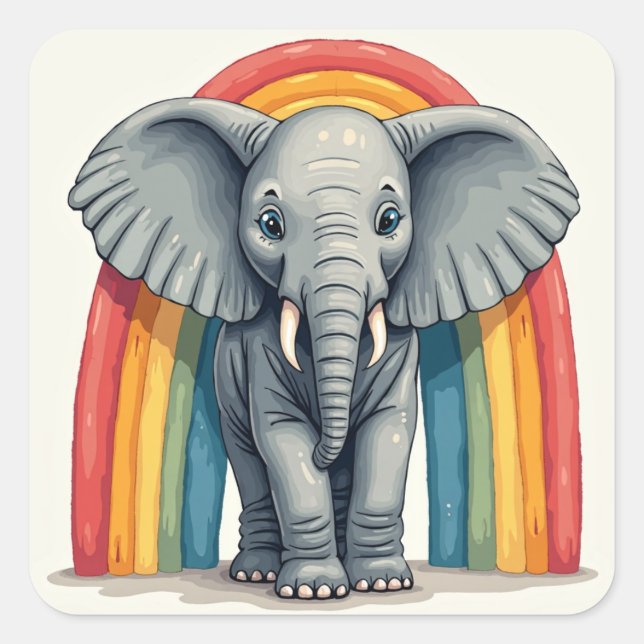 Rainbow Elephant Sticker (Vorderseite)