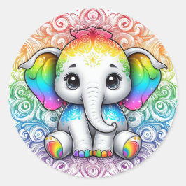 Rainbow elephant stickers large
