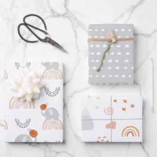 Rainbow Elephants Muster Geschenkpapier Set